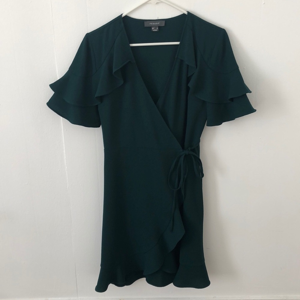 Dark green ruffle dress